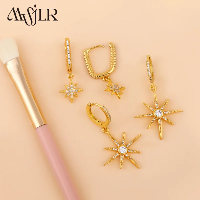 MVE-045  2023 New Sale Earrings Japanese And Korean Popular Temperament Diamond Eight Mans Star Earrings Women Jewelry