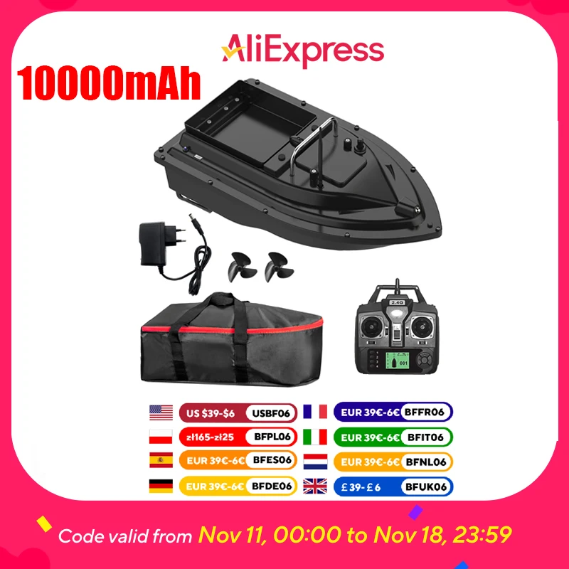 Nuovo 10000mAh GPS RC Bait Boat Telecomando senza fili Bait da pesca Barca da pesca Feeder Barca Nave UE con portata remota 400-500M