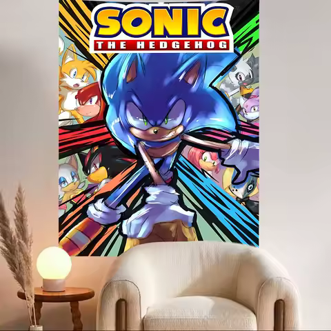 Classic Anime Sonic Characters Theme Background Party Decoration Baby Gifts Space Decoration Banner Children Photography Props