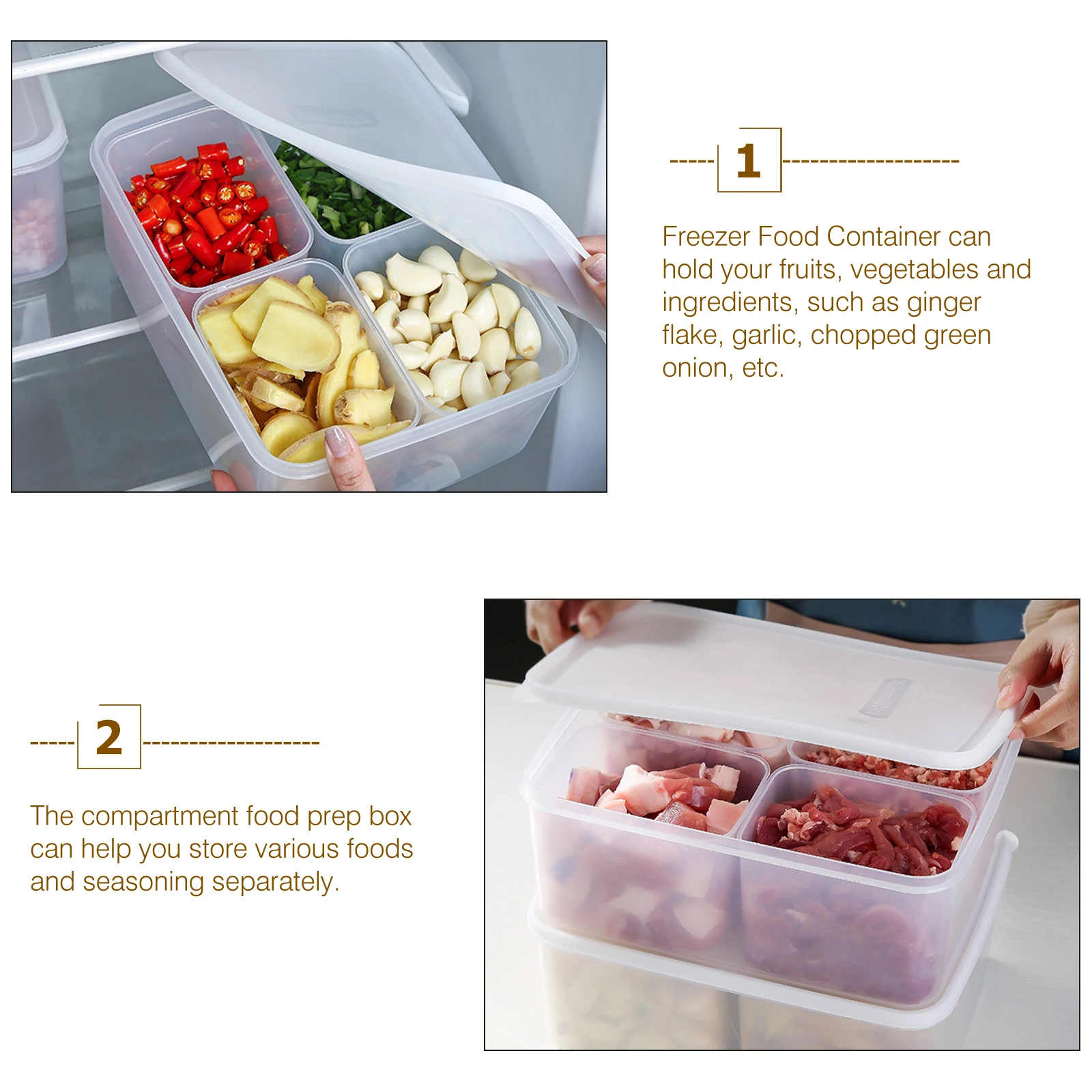 

1 set Storage Box High Compartment ABS Airtight Fruit Vegetable Keeper Food Container Refrigerator