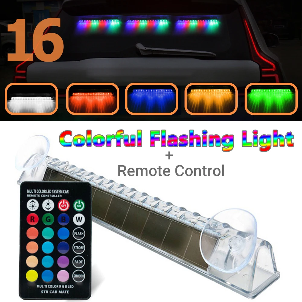 

New Solar LED Flashing Strobe Lights Use for Car Emergency Warning Light, Windshield Lamp Strip and Colorful Car Lamp Components