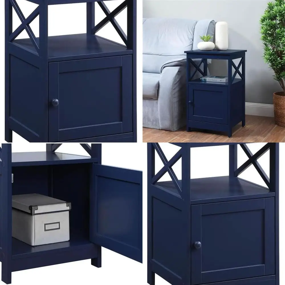 

Cobalt Blue Storage Cabinet End Table with Shelf