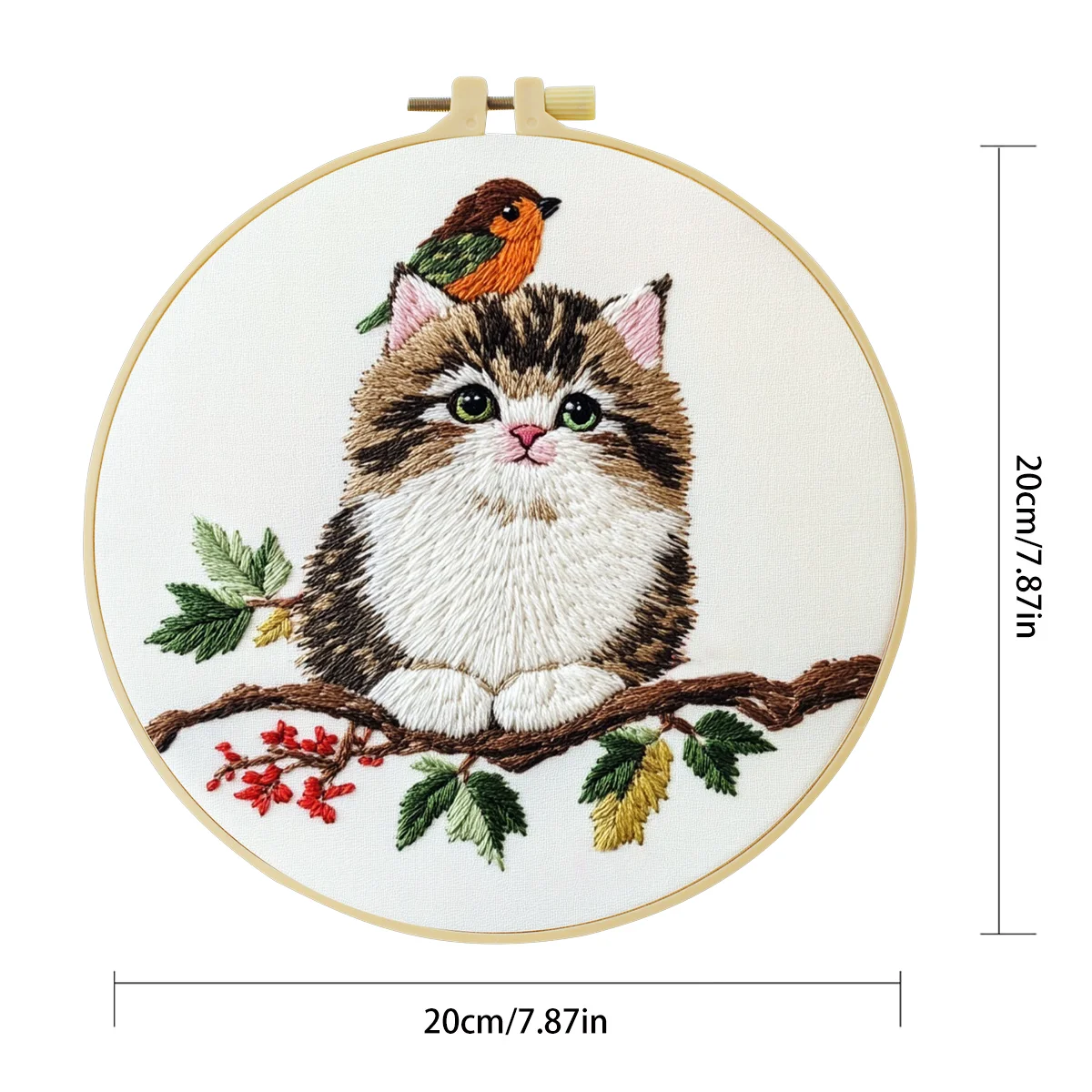 1 Stück 20X20CM/15X15CM 7,87/6,3 Zoll Katzen-Stickerei-Starter-Kit DIY-Kit DIY-Stickerei-Set Handarbeits-Set für Anfänger – Detail 4