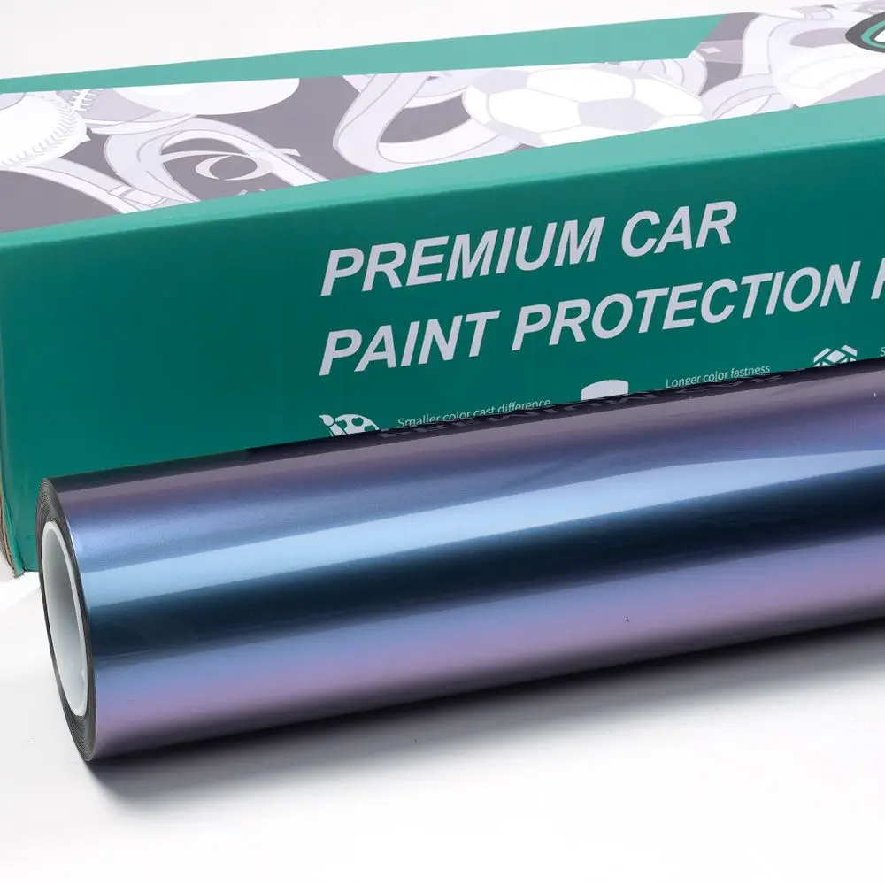 5x59ft PET Gloss Metallic Grey Purple Self-Adhesive PVC Film Super Bright Metallic Berry Powder Car  Viny Wraps  Film