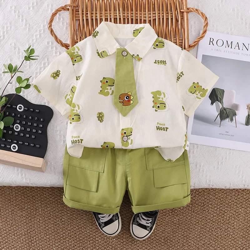 

New Summer Baby Boys Clothes Children Short Sleeved Shirt Shorts 2Pcs/Sets Kids Clothing Toddler Cartoon Costume Infant Outfits