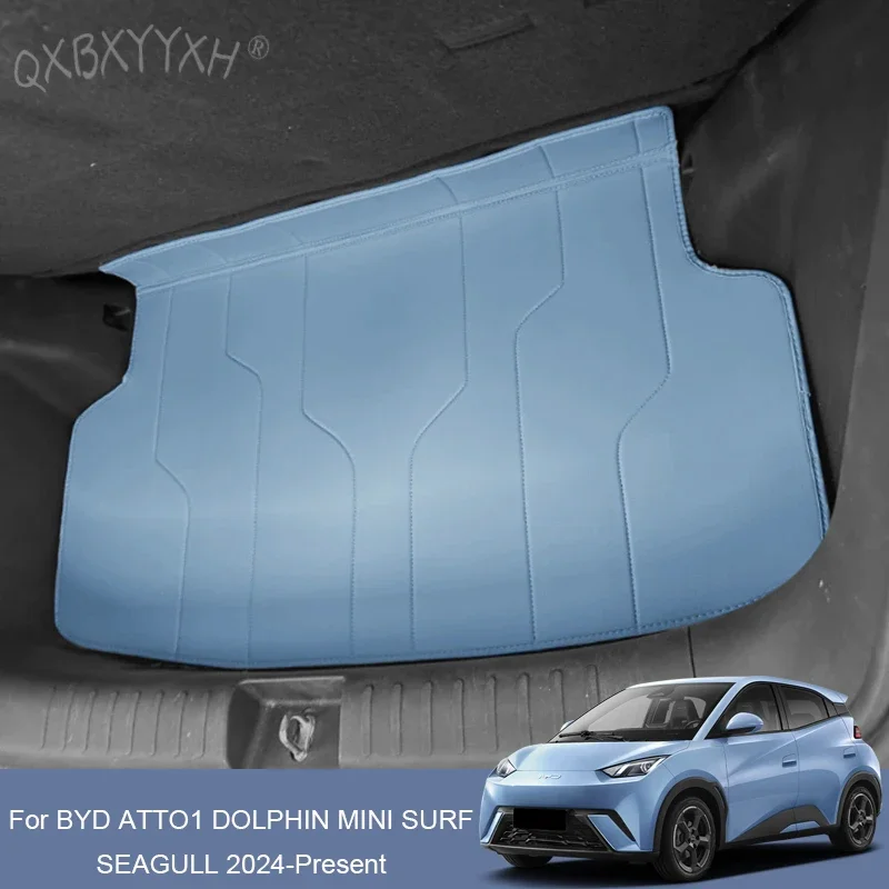For BYD ATTO1 Dolphin Mini Surf Seagull 2024 2027 Car Trunk Main Cargo Liner Nappa Leather Mat Auto Waterproof Anti-Scratch Pad