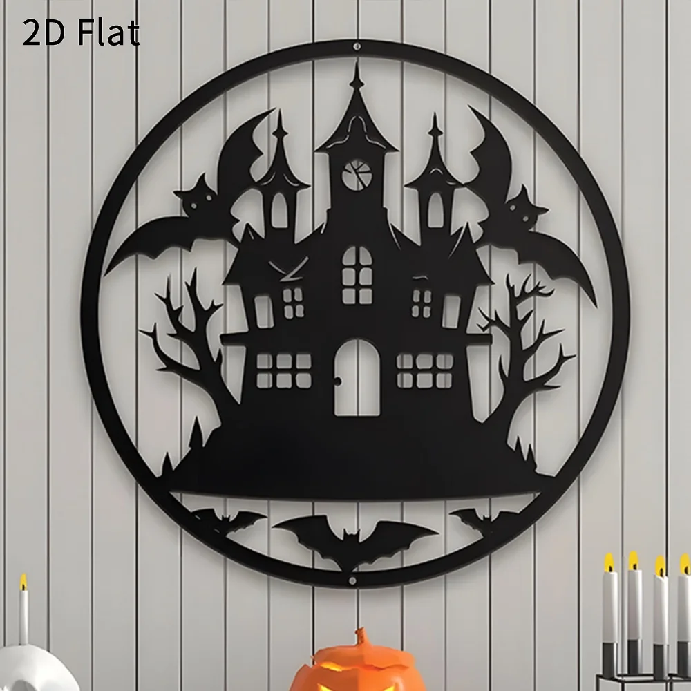 CIFBUY Castle Bat Metal Wall Art Waterproof Durable Iron Craft Decor For Entryway Porch Living Room Home Interior Gift