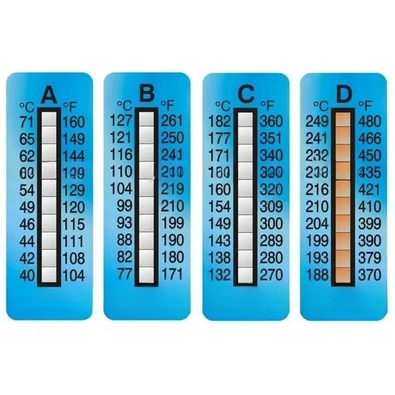 Temperature Paper Laboratory Test Paper Temperature Stickers Eight and Ten Grid, 10 Sheets