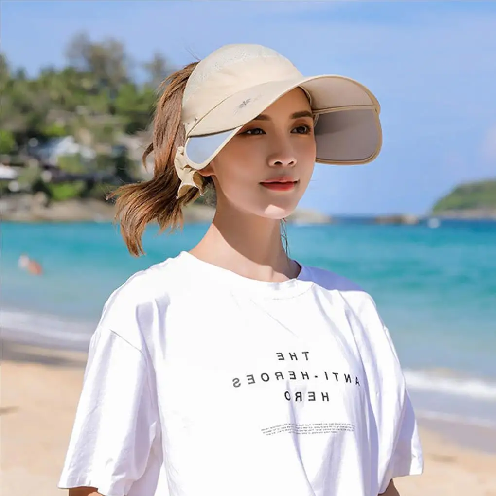 Women Retractable Visor Hat Summer Sun Riding Outdoor Sport Cap UV Sun Hat Woman Beach Hat