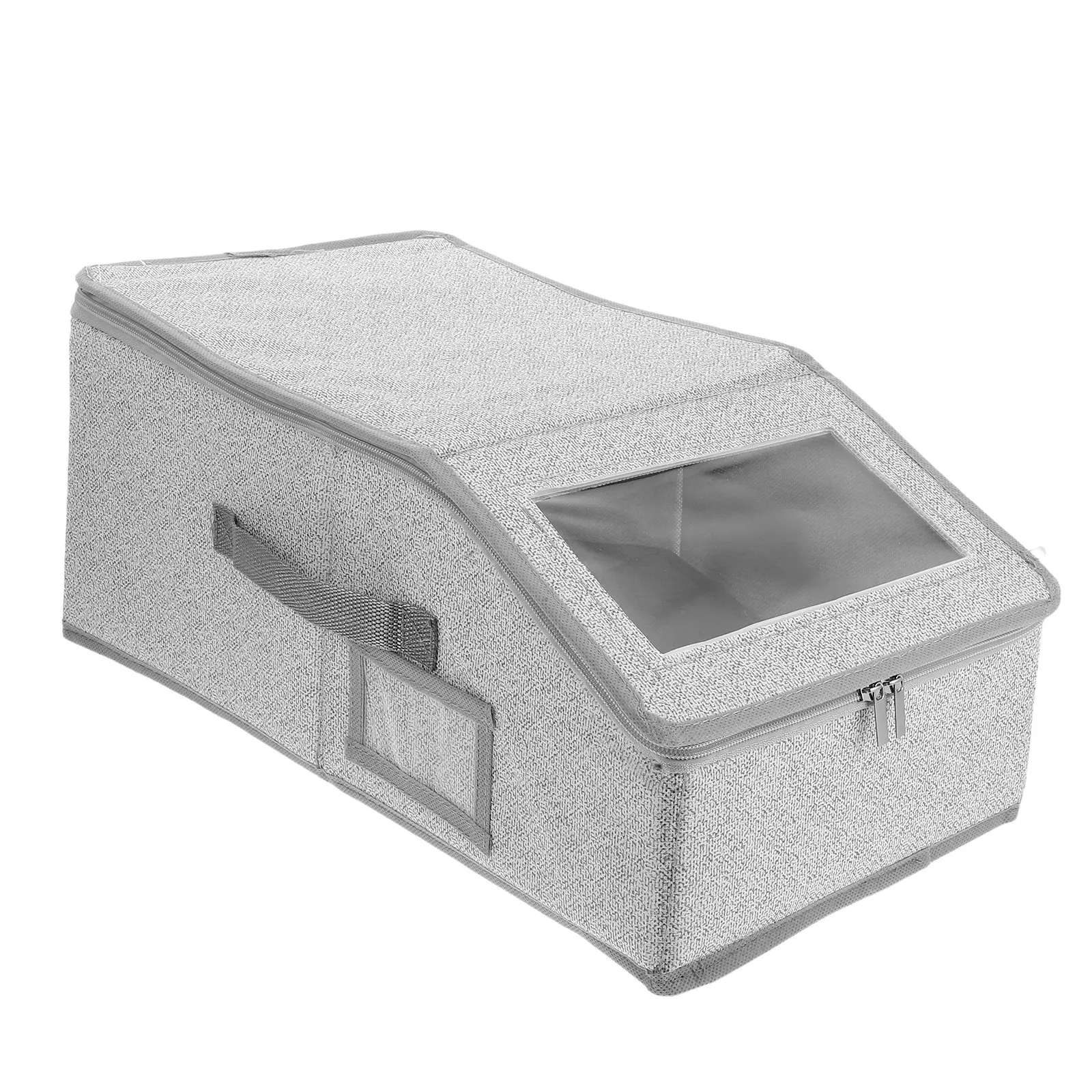 

Hat Storage Organizer Box Foldable Dustproof Zipper Closure Large Capacity Transparent Window Handle Baseball Cap Travel Holder