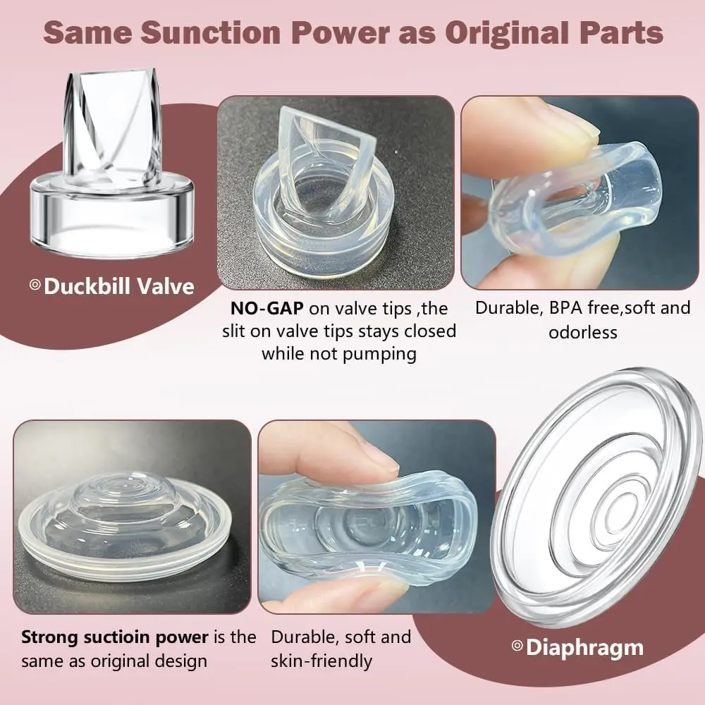 Válvula y diafragma de pico de pato de silicona, compatibles con accesorios de extractor de leche portátiles S12/S9/S13/S15, piezas de repuesto