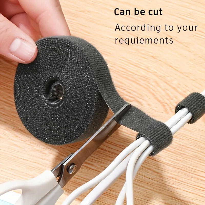 5m data cable storage tool, reusable Velcro cable organizer, computer cable tie, desktop cable routing, fixed strap - view 6