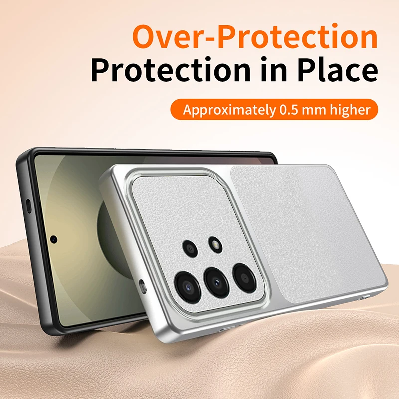 Minimalist Lychee Peel Textured Phone Cases for Samsung A32 4G A 32 Shock-Resistant Lambskin Cover with Soft-Edge Silicone Armor