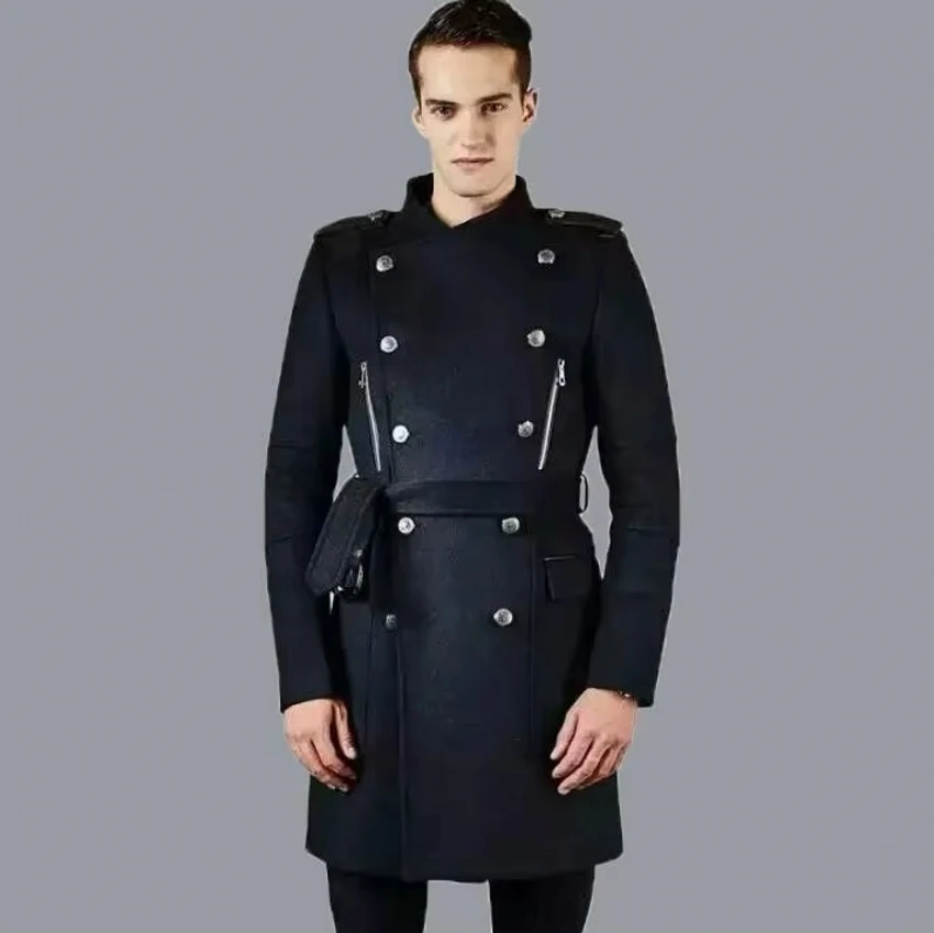 

New Brand Men's Winter Woolen Mid-length Suit Jacket Business Casual Wool Outerwear Thick Korean Male Slim Trendy Fashion Coats