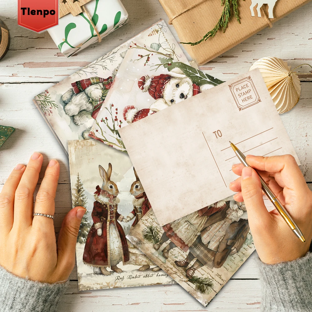 32-teiliges Weihnachts-Tier-Postkarten-Set, Hunde-/Katzen-Designs, perfektes Weihnachtsgeschenk für Studenten, hochwertiger Karton, Sammelkarte – Detail 3