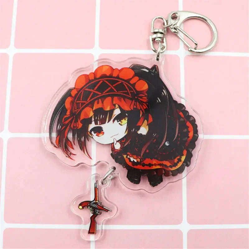 Anime Figure Itsuka Shido Rio Sonogami Tokisaki Kurumi Key Ring Acrylic Key Chain Creative Model Plate Animation Derivatives