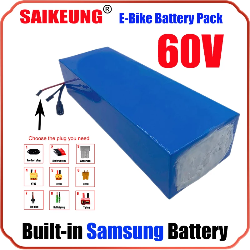 60V 20Ah 30Ah 40Ah 50Ah 60Ah แบตเตอรี่ Pack 2000W 3000วัตต์72V มอเตอร์รถจักรยานไฟฟ้า Skuter Listrik Ebike แบตเตอรี่ BMS