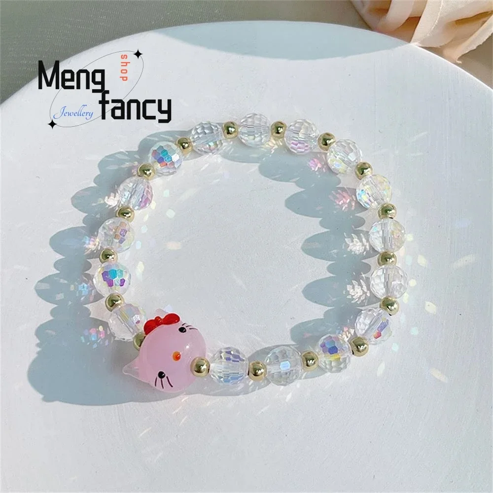 

Female Simple Student Super Flash Crystal Cartoon Cats Bracelet Exquisite Cute Fashion Jewelry Sexy Young Girls Holiday Gifts