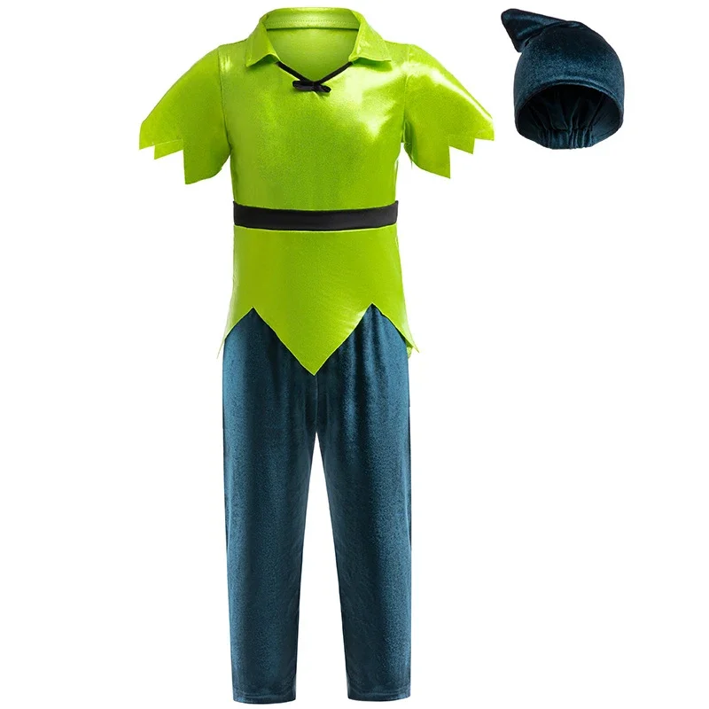 

Anime Role-playing Costume Novelty Fun Peter Pan Cosplay Boy Short-sleeved Stage Play Costume Clothing Children's Party Suit