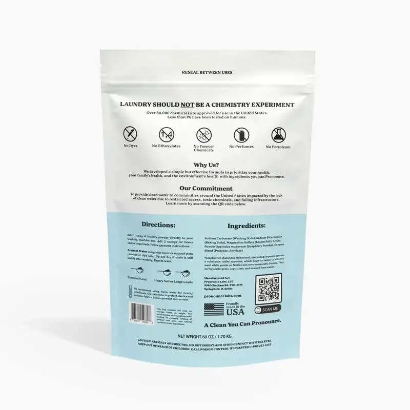 Pronounce Non-Toxic Laundry Powder - Safe for Families, Babies, Sensitive Skin/Eczema - 120 Loads