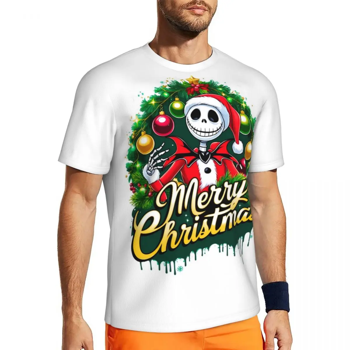 Jack Merry Christmas T-Shirt Mens Vintage Running T-Shirts Quick Dry Summer Novelty Tee Shirt Custom Big Size Clothing