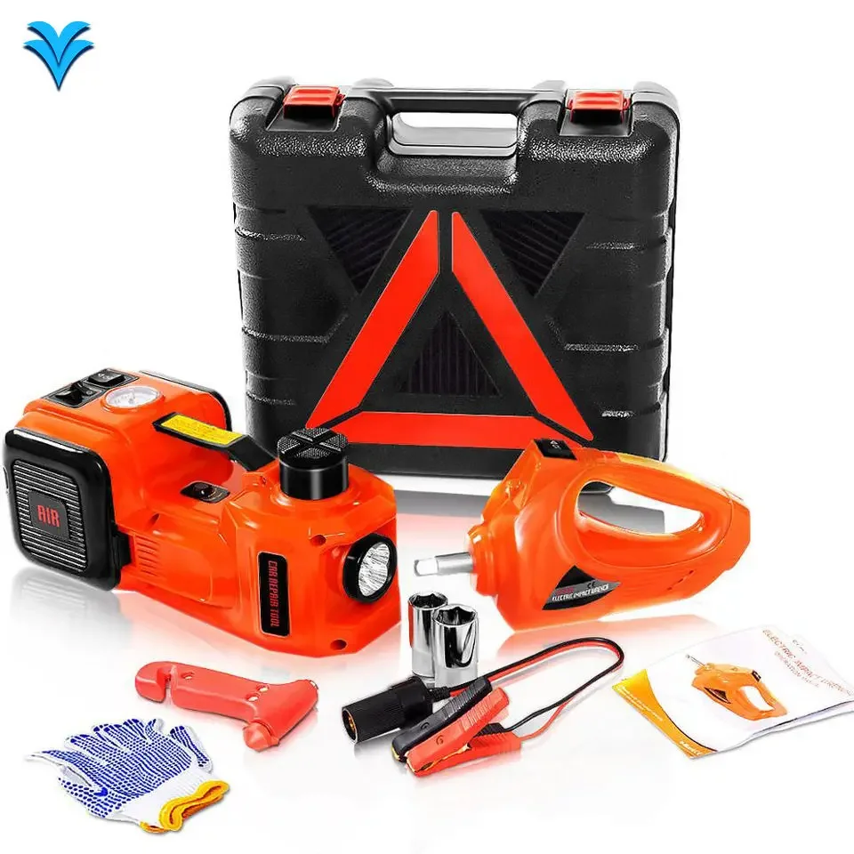 

5 in 1 Electric Hydraulic Car Jack 5T 12V Car Jacks With Impact Wrench Tire Inflator Built-in LED Light