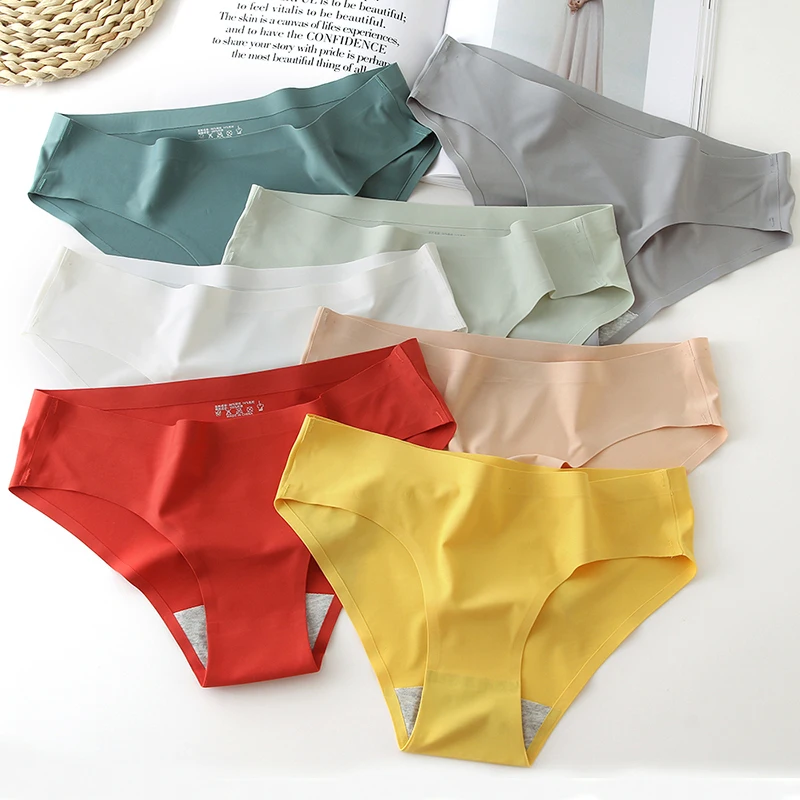 4PCS/Set Women\'s Panties Silk Satin Female Underwear 13 Colors Panty Women Seamless Lingerie Cozy Briefs Woman Sports Underpants