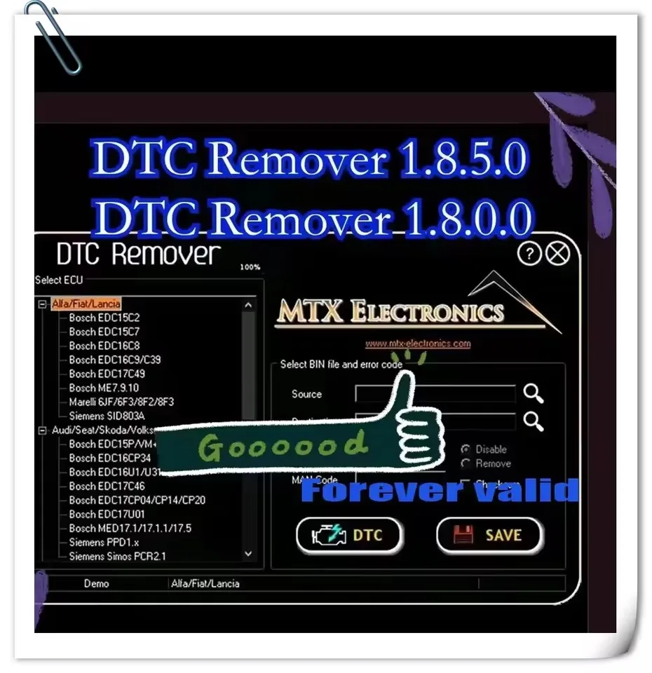 Good 9 Extra ECU Tuning SW Software ECU Fault Code Remover KESS KTAG FGTECH OBD2+MTX DTC Remover 1.8.5.0 With Keygen