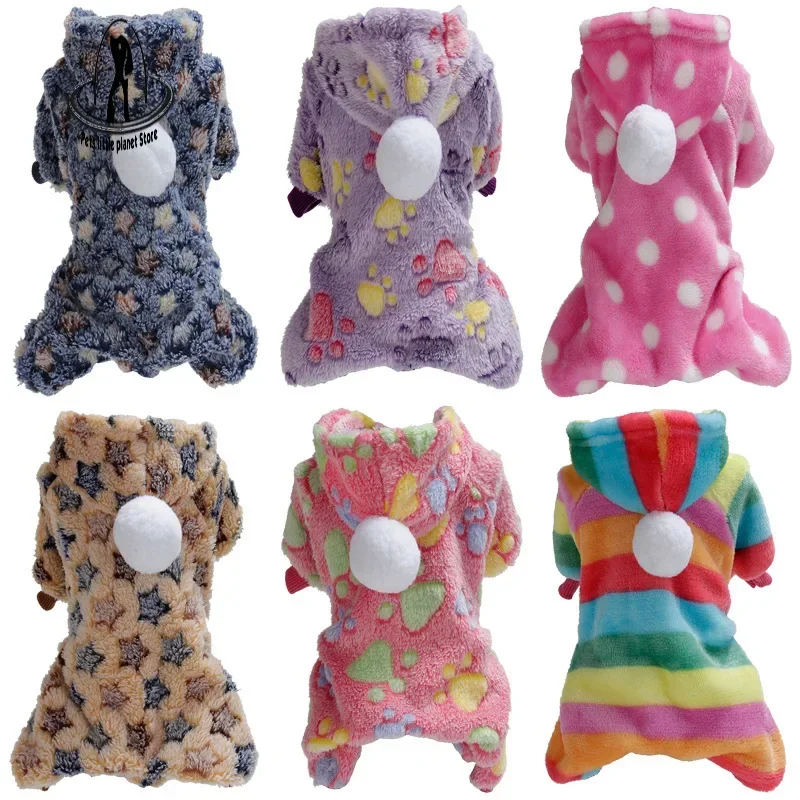 

Pet Clothing Cat and Dog Clothing Cat and Dog Cold Weather Coats Soft Flannel Kitten and Puppy Jumpsuits Pet Four-Leg Pajamas