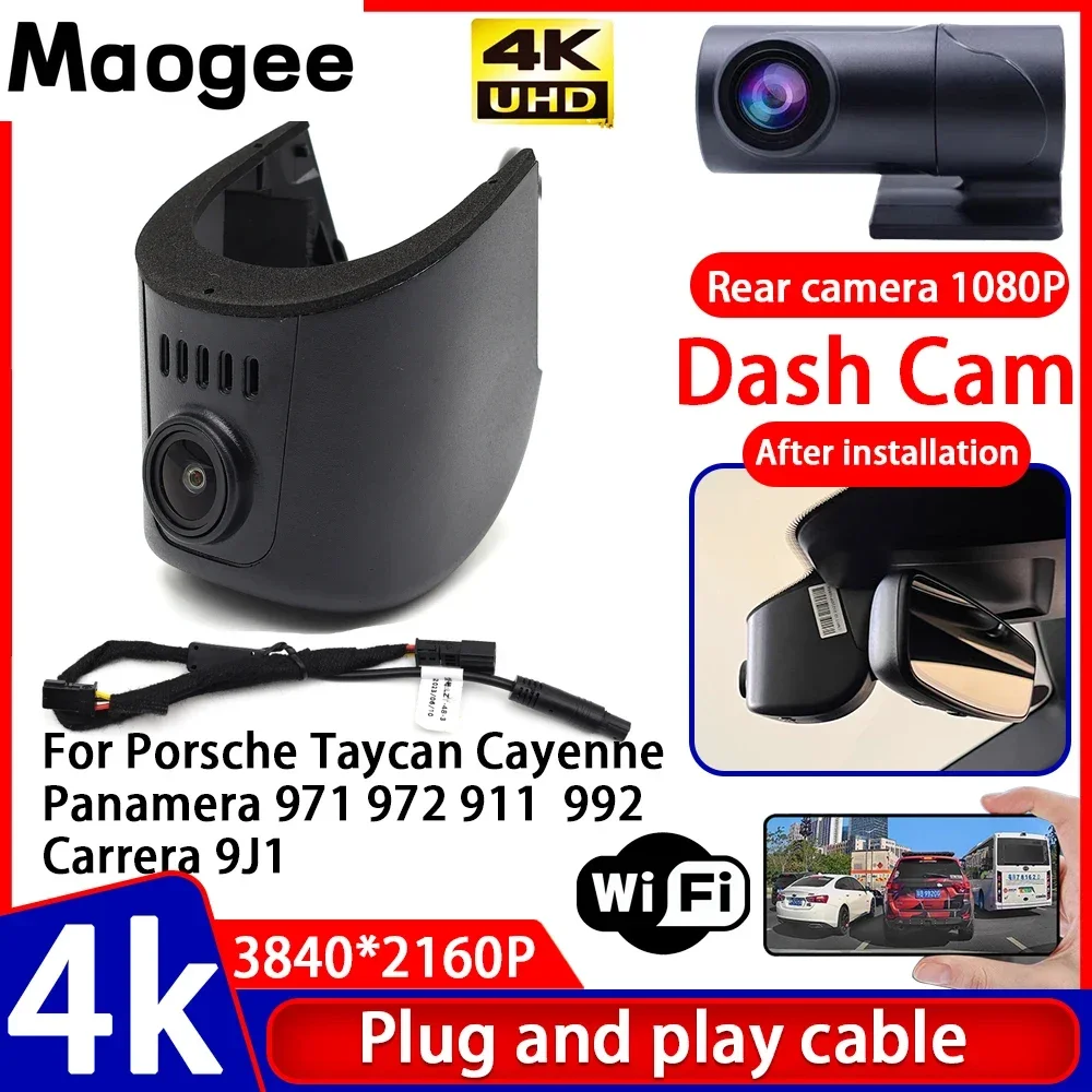 Gravador de Vídeo 4K UHD Plug and Play, Câmera DVR para Carro, Dash Cam para Porsche Taycan, Cayenne, Panamera 971, 972, 911, 992 Carrera 9J1