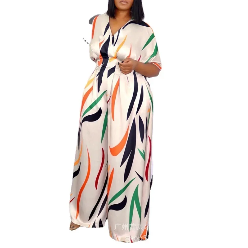 

Temperament Women's Rompers Fashion Colorful Printed Loose Jumpsuit Women