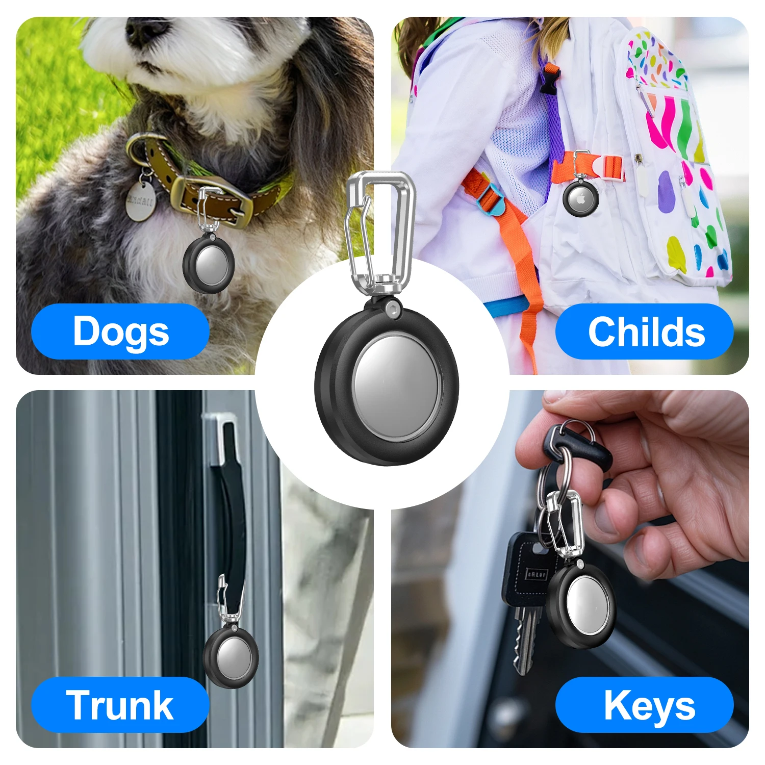 

Waterproof Anti-lost Keychain Holder TPU Case for Airtag2 Dog Cat Pet Collar Keys Tracker Protective Full Cover