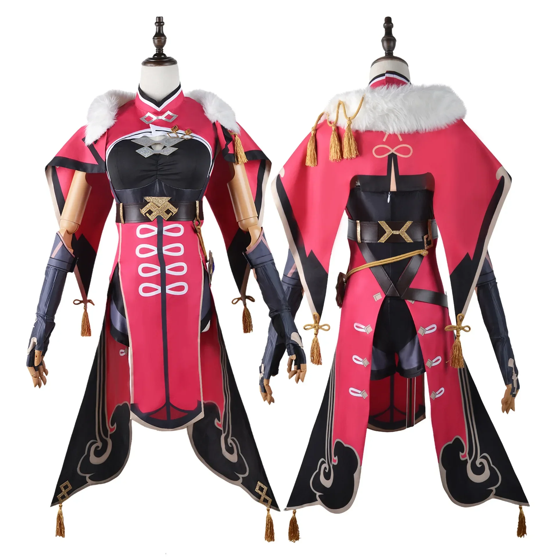 Beidou Cosplay Kostüm Genshin Impact Beidou Cosplay Kostüm Frauen schwarz rot Kostüm Halloween Kleid Umhang voller Satz