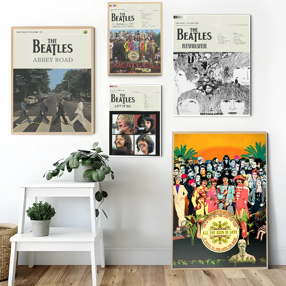 Band-The-B-Beatles Anime Posters Sticky Decoracion Painting Wall Art White Kraft Paper Wall Decor