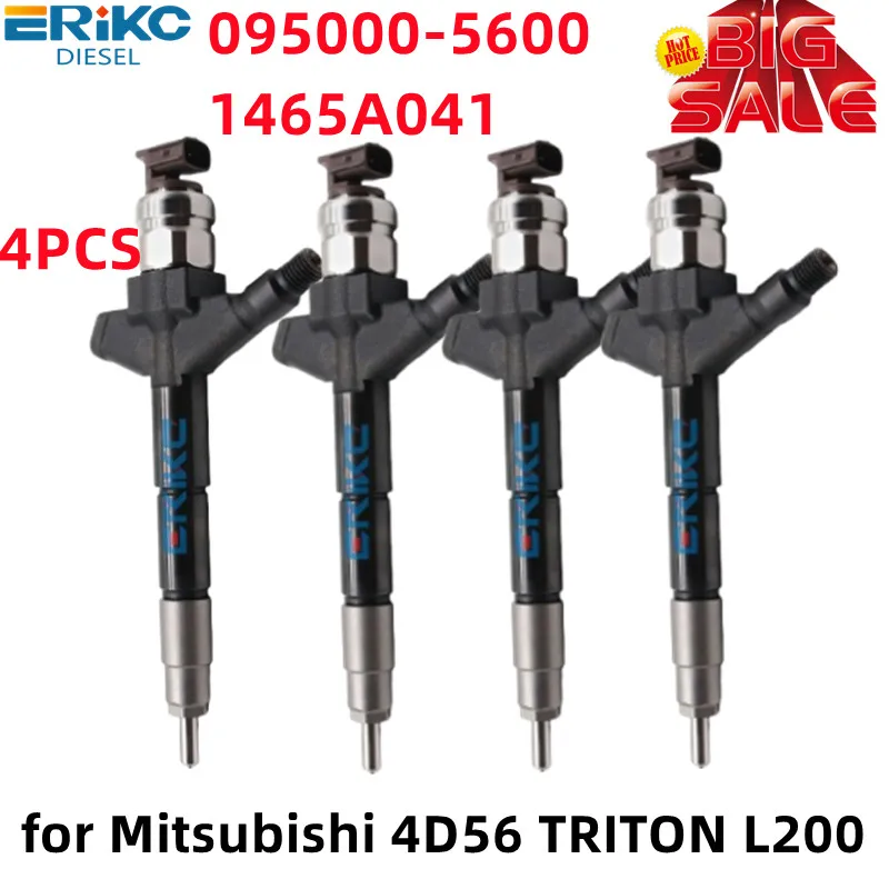 ERIKC 4PCS 095000-5600 COMMON RAIL INJECTOR 1465A041 1465A257 095000-5600 for DENSO Mitsubishi 4D56 TRITON L200