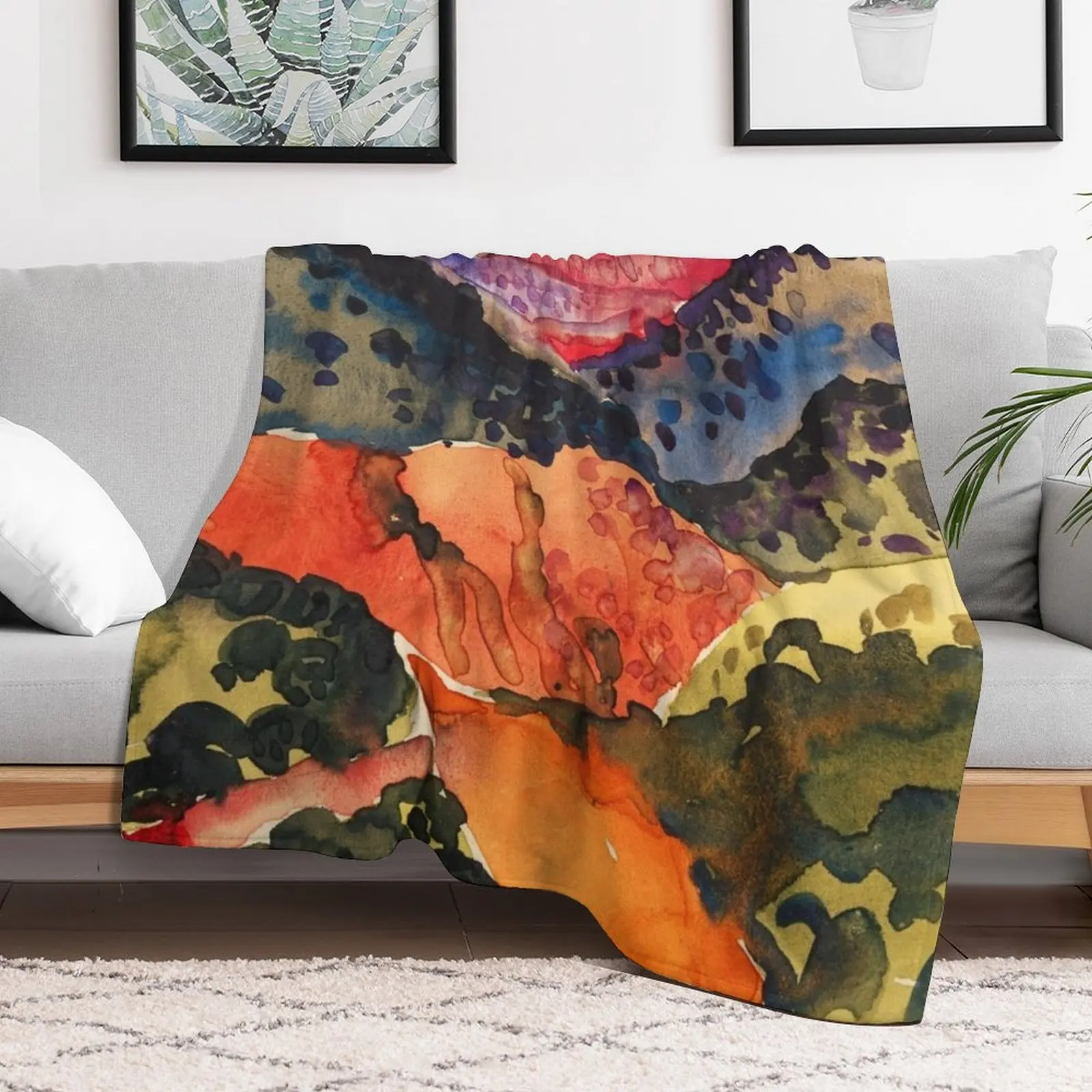 Georgia O'Keeffe, Canyon with Crows Throw Blanket Shaggy Fashion Sofas for sofa Blankets