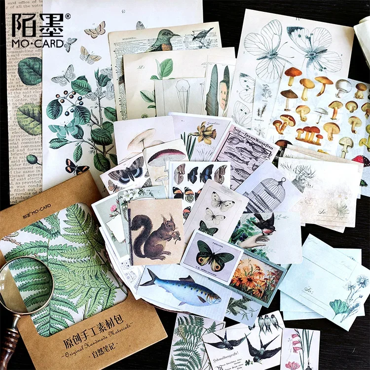 36Pcs/lot Plant Butterfly Book Series Vintage Stickers Craft Paper Kit Junk Journal Album Scrapbooking Decorative Material Paper