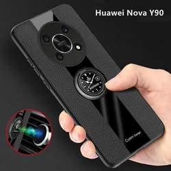 For Huawei Nova Y90 Case Magnetic Holder Stand Phone Cover For Huawei Nova Y90 Housing Stylish Luxury Leather Shockproof Bumper