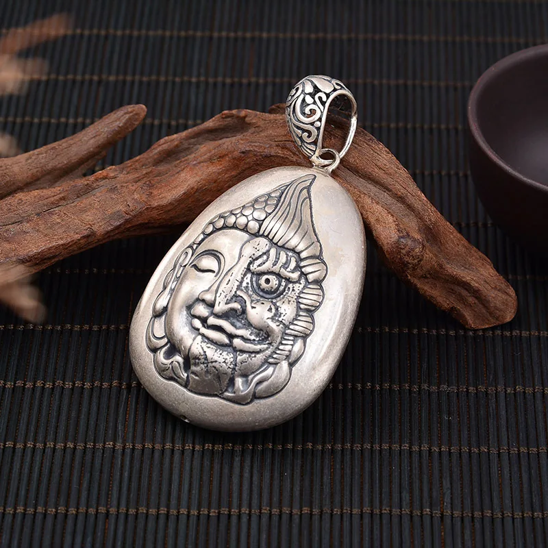 جديد S990 الصلبة ماتي بوذا شيطان الرجال والنساء قلادة شخصية في الفضة تعويذة محظوظ #2