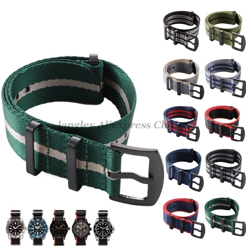 قسط حزام ساعة نيلون 20 مللي متر 22 مللي متر الفرقة العالمي الرجال الرياضة ل أوميغا 007 العسكرية استبدال ل Seiko ل تيودور الرياضة حزام