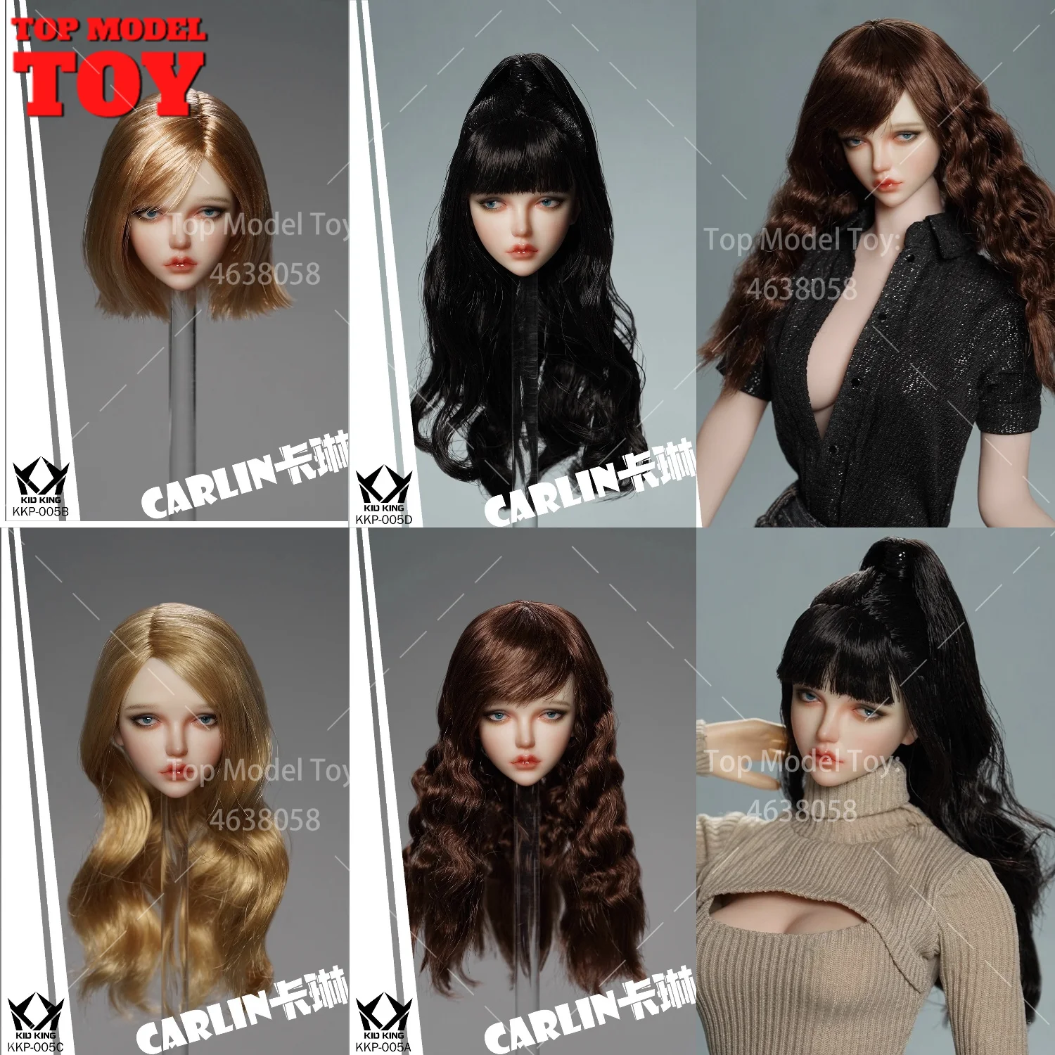 

KID KING KKP005 1/6 Carlin Movable Eyes Head Sculpt Carving Model Fit 12" Pale Skin Female Soldier Action Figure Body Dolls Toy