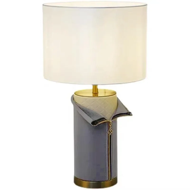 

Modern minimalist creative leather light luxury living room bedroom hotel model room bedside lamp