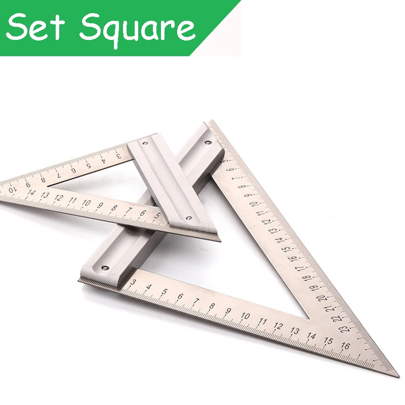 

Triangular Ruler Stainless Steel 90 Degrees Thickened Angle Ruler Steel Plate Ruler 45 ° Aluminum Alloy Base Measurement Ruler