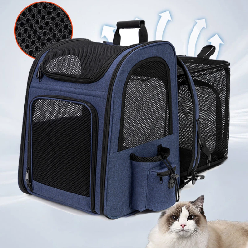 

Portable Pet Trolley Suitcase Backpack Expandable Breathable Cat and Dog Bag Ideal for Summer Travel with Pets