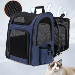 Portable Pet Trolley Suitcase Backpack Expandable Breathable Cat and Dog Bag Ideal for Summer Travel with Pets