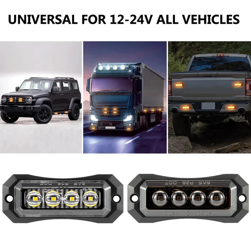 4PCS Led Side Marker Lights 12V 24V for Trailer Caravan Side Clearance Marker Light Lorry Truck Led Side Light Amber Red White