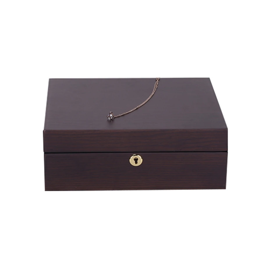 

Necklace Earrings Large Capacity Storage Case Wooden Jewelry Box Women with Lock Jewelry Display Double Layer