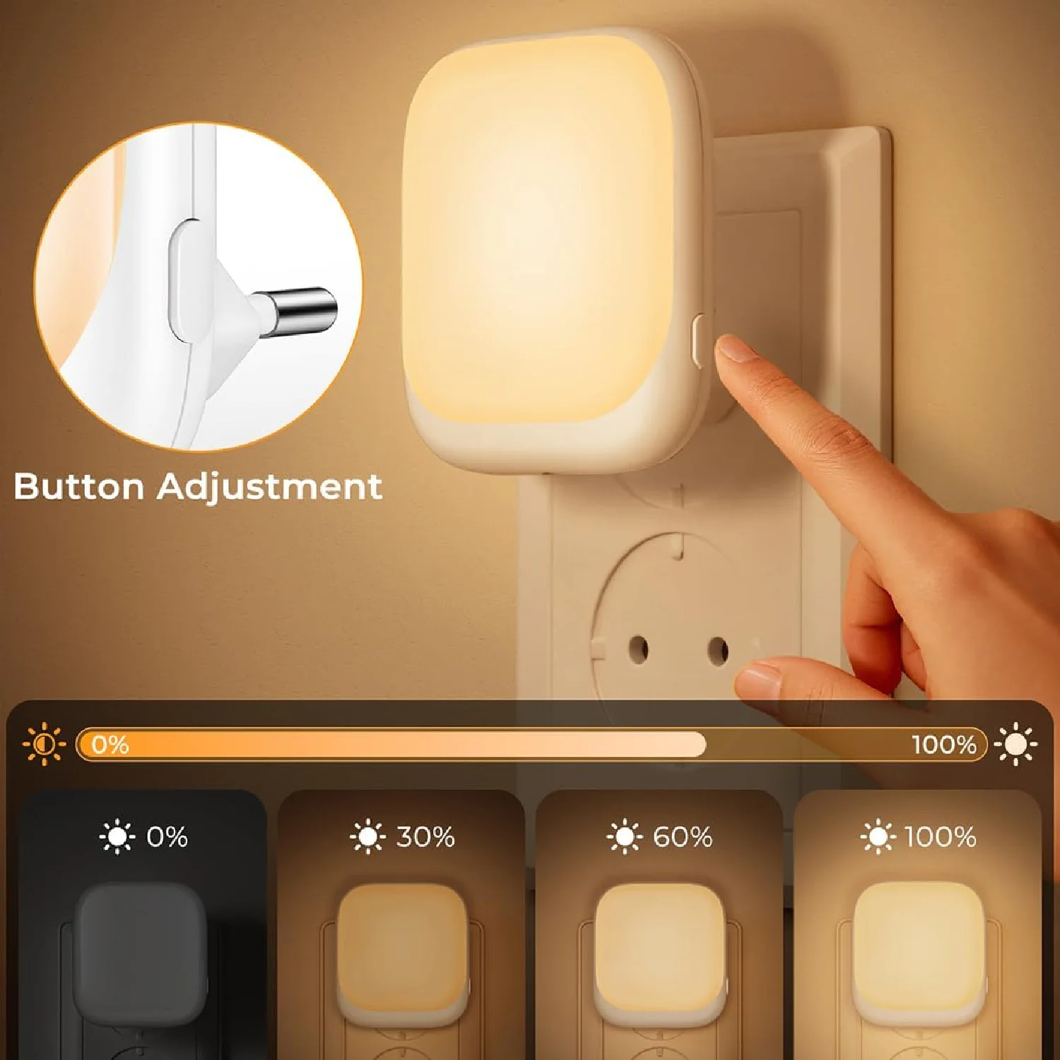 مقبس إضاءة ليلي مع مستشعر الشفق، ضوء ليلي للأطفال مع 3 أضواء قابلة للتعتيم لغرفة النوم والممر #3