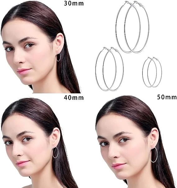 LUXUKISSKIDS серьги 10/20/30/35/45/50/70MM Large Hoop Earrings For Woman/Men Stainless Steel Wholesale Small Round Clips Jewelry