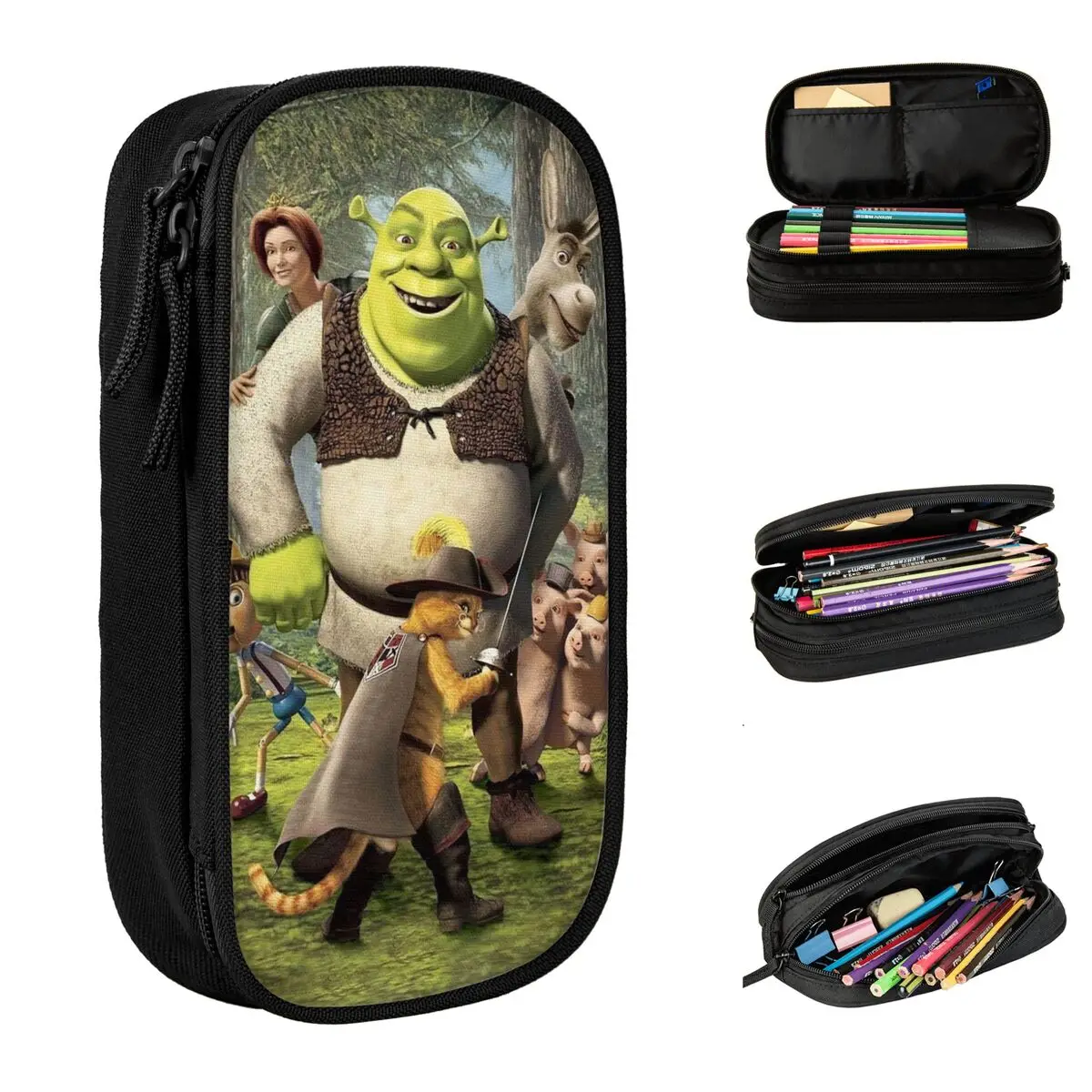 S-Shreked Pencil Cases New Pen Holder Bag Girls Boys Large Storage School Supplies Zipper Pencilcases